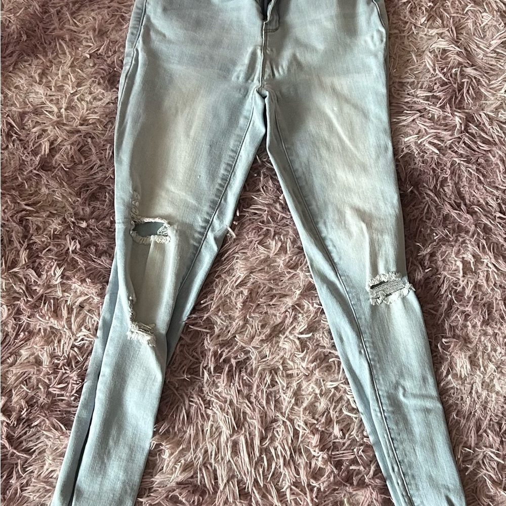 YMI Light Blue High Rise Distressed Jeans